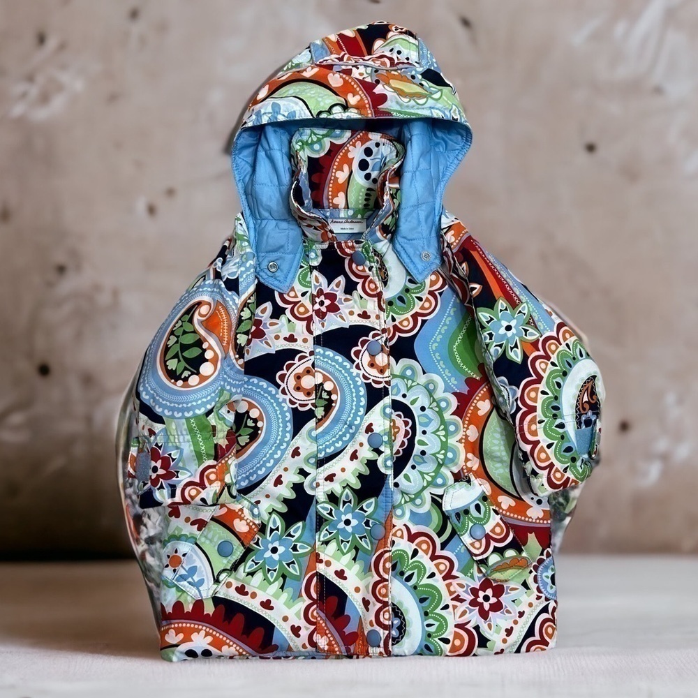 Hanna Andersson Paisley Winter Jacket Sz 2 - 80 Multicolor Girls Hooded Blue